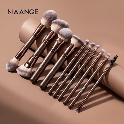 Bộ cọ trang điểm chuyên nghiệp MAANGE 10 CÁI - Lông mềm, không bột bụi, bộ dụng cụ trang điểm hoàn chỉnh cho mặt, mắt và lông mày.