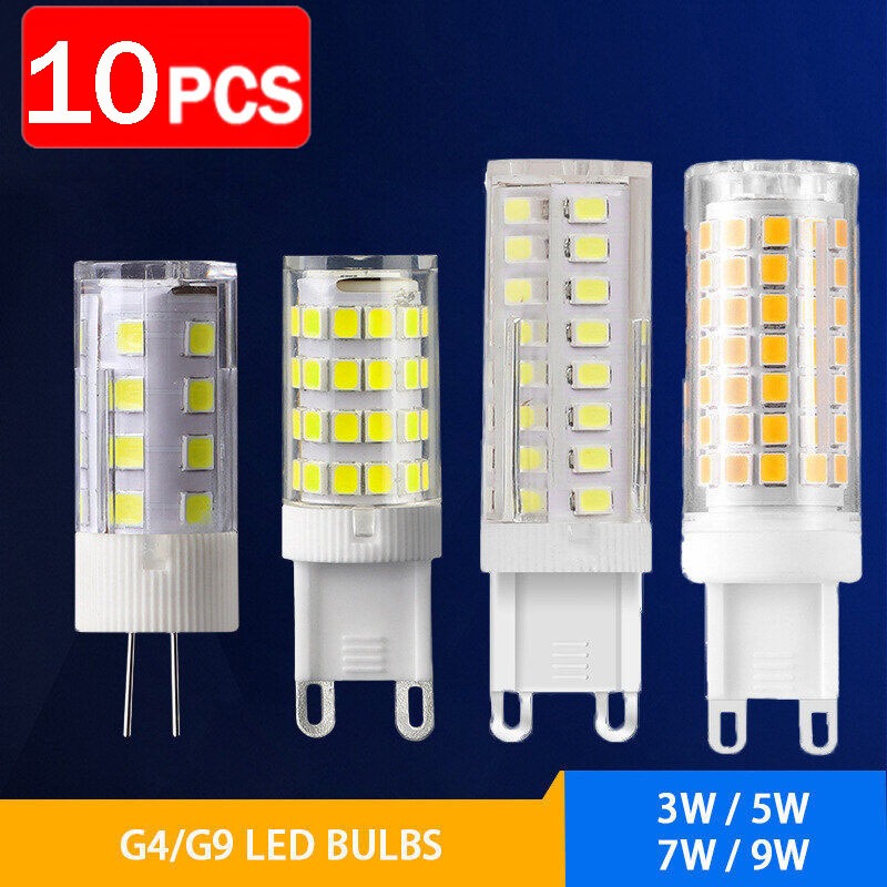 10 Chiếc LED G4 G9 E14 Bóng Đèn 3W 5W 7W 9W AC220V Trắng Ấm 3000K 6000K Bóng Đèn Ngô