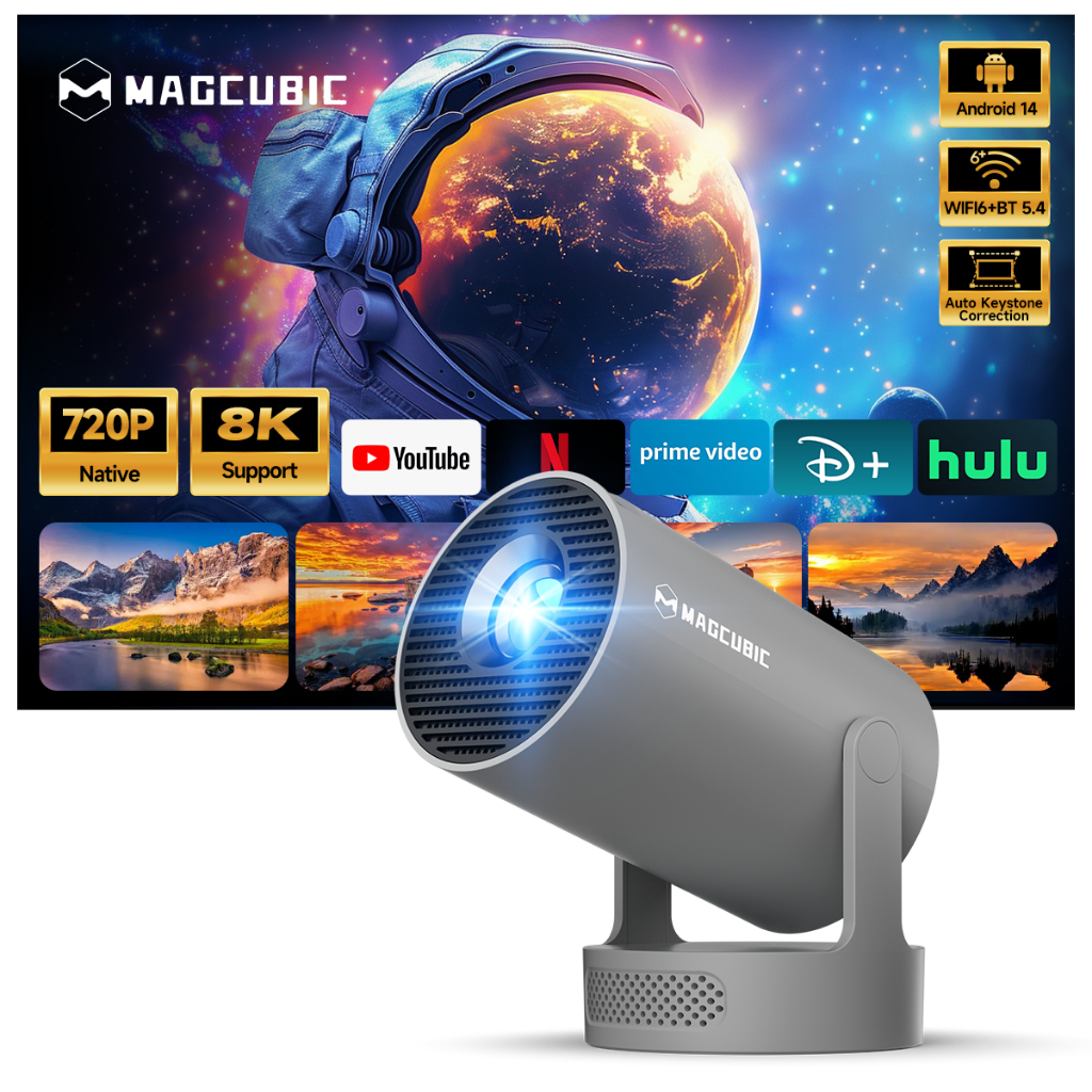 Magcubic HY300 Pro+ Máy Chiếu Mini 4K Android 14 kèm Điều khiển bằng giọng nói WiFi 6 Bluetooth