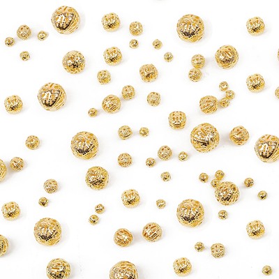 6 / 8mm Quả Bóng Rỗng Hoa Kim Loại Hạt Vàng Filigree Miếng Đệm Hạt Để Làm Đồ Trang Sức