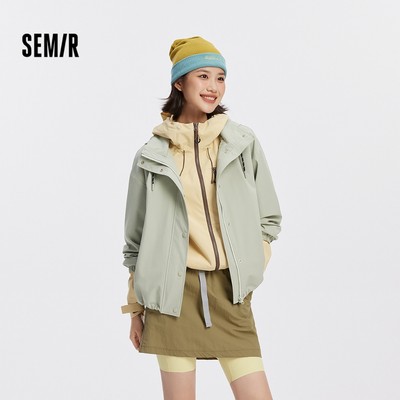 Semir Chống Thấm Nước Chống Gió Chống Vết Bẩn Nữ Có Mũ Trùm Đầu Mùa Thu 2026 Áo Khoác Có Thể Tháo Rời Ngoài Trời Áo Khoác Ngoài Trời