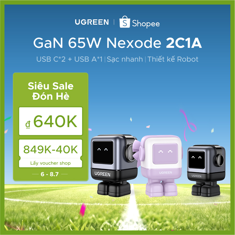 Ugreen Củ Sạc Nhanh Nexode GAN UGREEN Uno 65w 30w 3 Cổng usb c Công nghệ PD3.0/QC4.0/PPS Cho iphone 14 15 / 14 pro max / macbook air / ipad pro / ipad mini