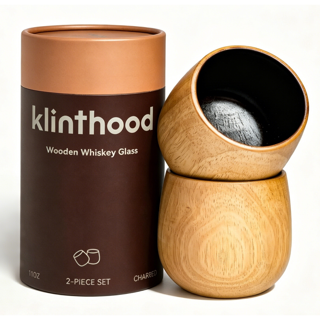 Ly uống rượu Bourbon gỗ Charred nguyên bản | Kính thời trang Charred Old | Quà tặng Bourbon cho nam,