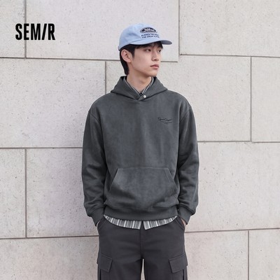 Semir Faux Da Lộn Nam Có Mũ Trùm Đầu Mùa Thu 2026 In Mềm Thêu Áo Chui Đầu Thường Ngày
