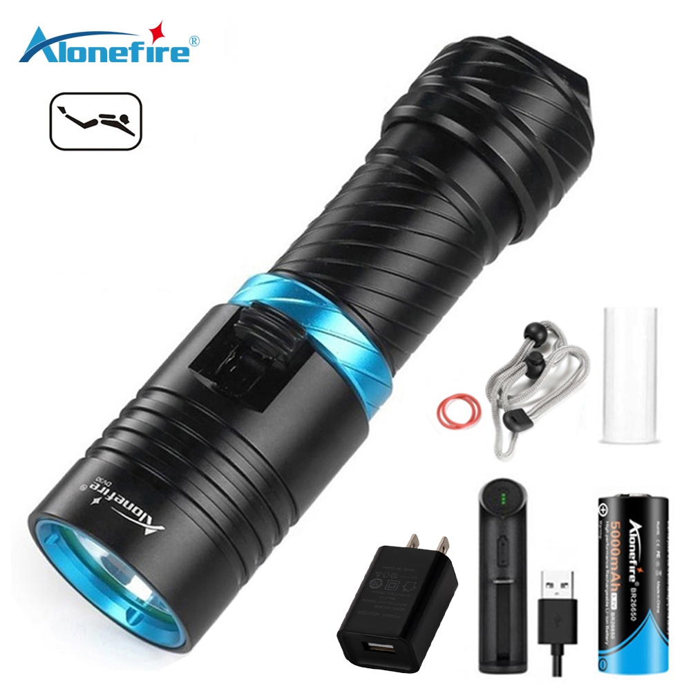 AloneFire DV30 Đèn pin lặn biển Led Đèn chống nước dưới nước 3000LM Đèn cắm trại