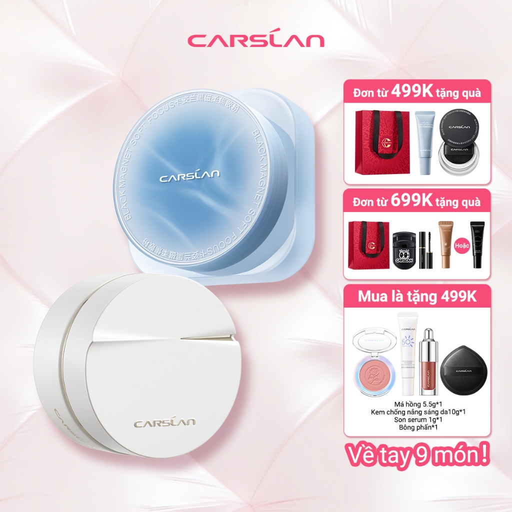 【Combo】Phấn phủ Carslan Black Magnet 2.0 8g + Kem nâng tông dưỡng sáng Carslan 50g