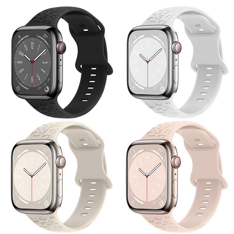 Dây đeo đồng hồ silicon mềm da báo cho 42 / 44 / 45 / 49mm Iwatch Sport Silicone Watch Band cho Appl