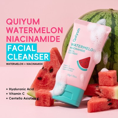 Sữa rửa mặt da QUIYUM Dưa Hấu Niacinamide 50g Làm sạch nhẹ nhàng Bọt dưỡng ẩm sâu Kiểm soát dầu Lather Sữa rửa mặt hàng ngày