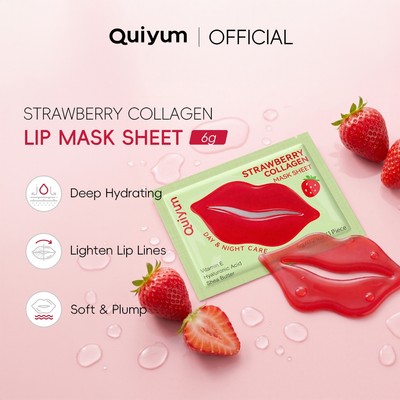 QUIYUM Dâu Collagen Lip Mask Sheet 6g Chăm Sóc Ban Ngày Chăm Sóc Ban Đêm Dưỡng Ẩm Sâu Mịn Đường Môi Nuôi Dưỡng Shea Butter Lip Care Pad