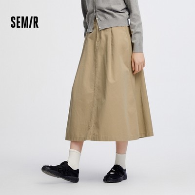 Semir Cotton Nữ Cao Cấp Chữ A Váy Mùa Thu 2026 Chải Xếp Ly Rời Váy Dài Thường Ngày