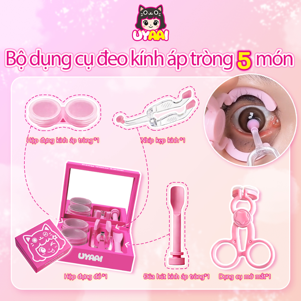 Dụng cụ tháo kính áp tròng UYAAI, dụng cụ tháo đũa phép hút, đầu mềm chống trượt thay thế chống tiếp xúc