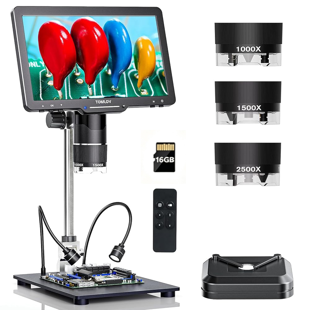 Kính hiển vi kỹ thuật số ống kính TOMLOV Tril110 10.1 "2K HDMI 3 2500X, Kính lúp kính hiển vi tiền x