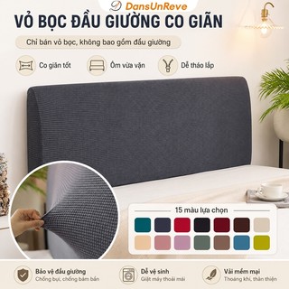 Vỏ Bọc Đầu Giường Co Giãn Cao Cấp – Tấm Phủ Đầu Giường Dày Dặn Co Giãn 4 Chiều (Bọc Toàn Diện) – Màu Xám/Kem Hiện Đại