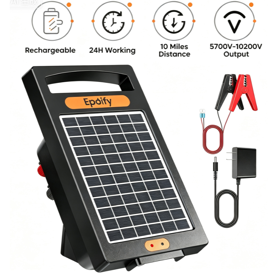 0.18 Joule 10-Mile Sạc Điện Ngày / Đêm Chế Độ Sạc Hàng Rào Năng Lượng Mặt Trời Energizer Cho Chăn Nu