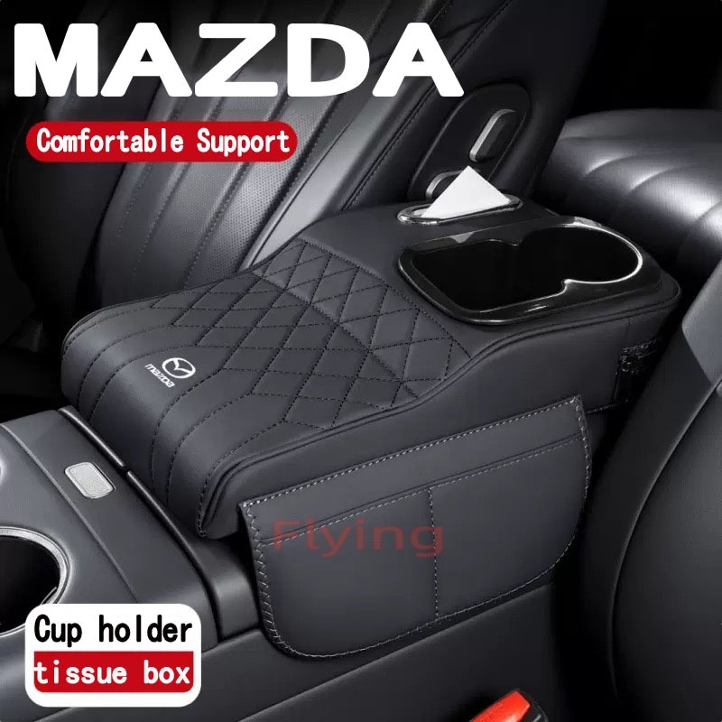 MAZDA xe tay vịn hộp cao miếng đệm mô hình mới trung tâm ô tô tay vịn bảo vệ hộp lưu trữ hộp khăn gi