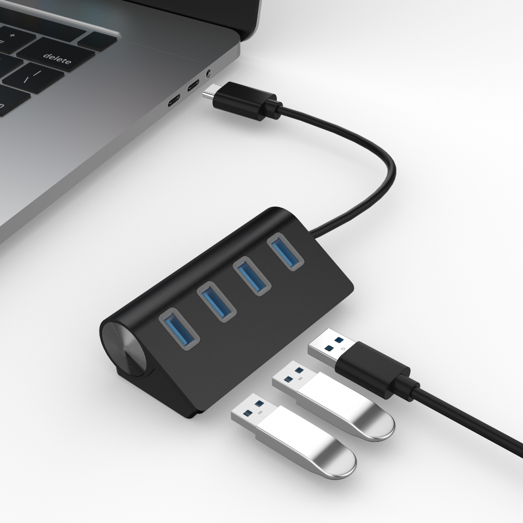 Hub USB C, Bộ chia Hub USB 3.1 4 cổng, Truyền dữ liệu nhanh 10Gbps, Tương thích Thunderbolt 4, MacBo