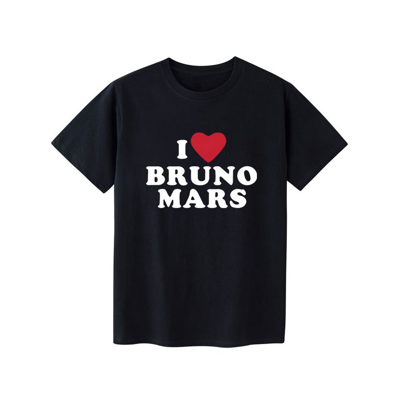 Tôi Trái Tim Bruno Mars Mềm Tee Bruno Mars Merch Áo nam Nữ Áo Thun Cotton Cổ Tròn Tay Ngắn Cơ Bản Áo