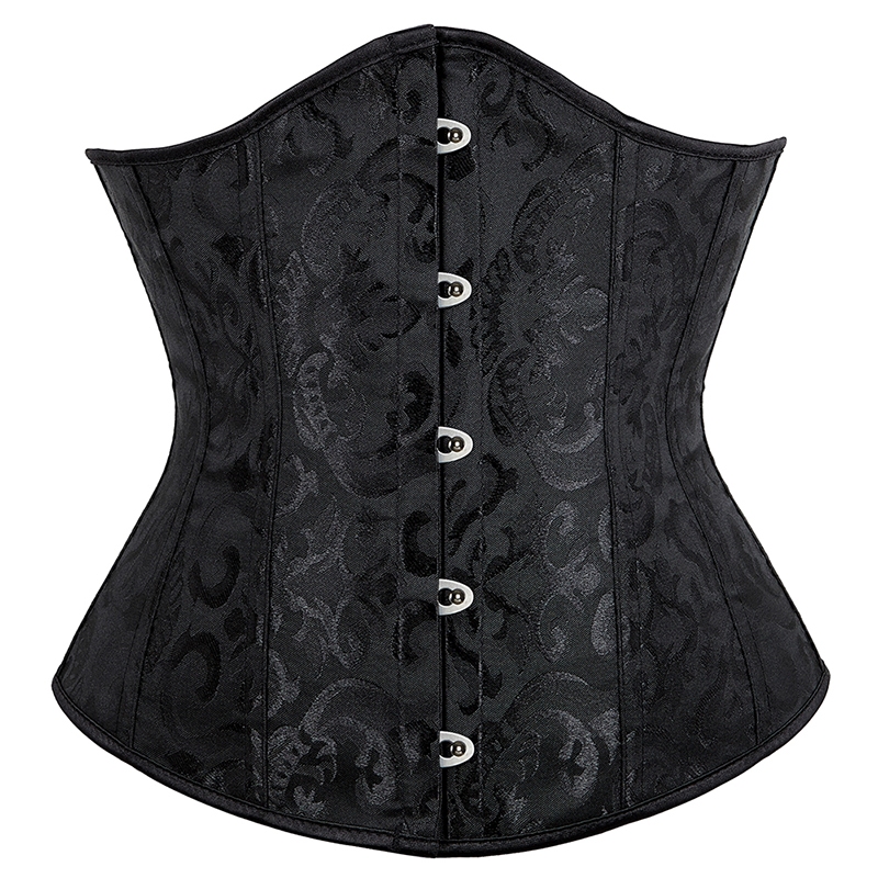 Corset Bustier Top Gợi Cảm Đen Trắng Jacquard Underbust Corset Nữ Eo Cincher Xương Corset