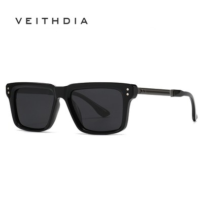 VEITHDIA Kính phân cực khung vuông thời trang mới dành cho nam và nữ Kính râm lái xe chống tia cực tím ngoài trời C6011