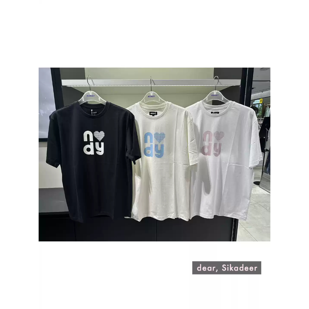 NERDY Pixel Heart Letter Print Loose Casual All-Match Áo thun ngắn tay
