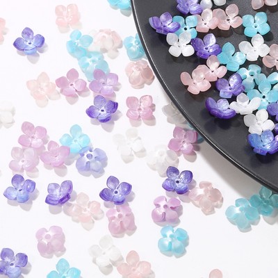 10 Chiếc 14 Mm Hoa Thủy Tinh Cánh Hoa Hạt Cánh Mặt Dây Chuyền Quyến Rũ Acrylic Bốn Lá Cánh Hoa Hạt DIY Vòng Tay Vòng Cổ Cho DIY Trang Sức Làm Phụ Kiện