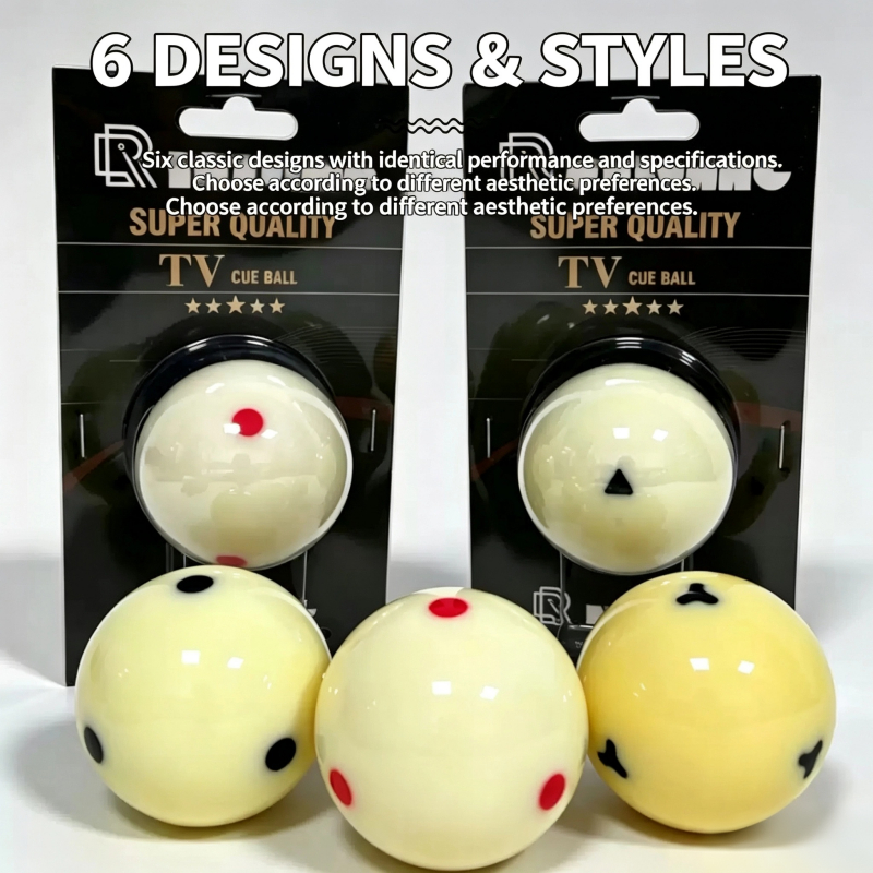 1 mảnh Bỉ TV ‐ Style 57.2mm 2 ‐ 1 / 4 Inch 6 ‐ Dot White Cue Ball, Bóng bi-a nhựa cao cấp để luyện t
