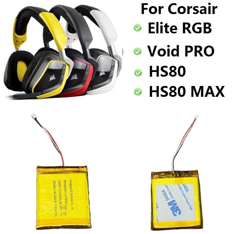 Pin Chính Hãng Cho Corsair Void RGB Elite / Void Pro Elite Không Dây HS80 / HS80 MAX Tai Nghe Chơi G