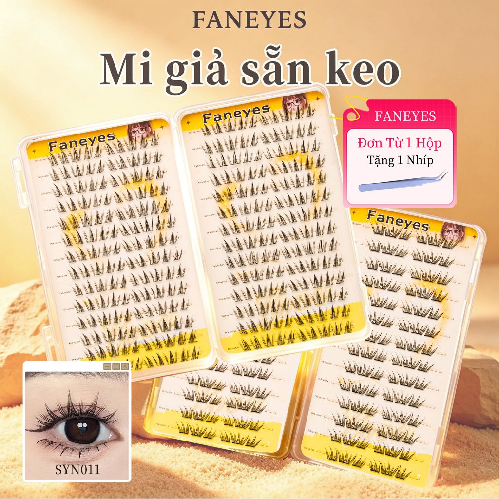 Mi giả sẵn keo Sách mi 28 hàng Dung lượng siêu lớn Không cần tẩy trang Dính…