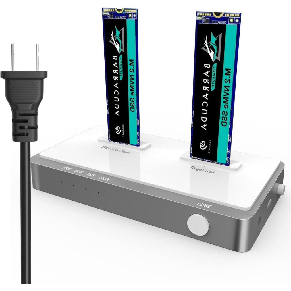 Dual-Bay NVME Docking Station 10Gbps, M.2 SSD Clone Enclosure, Ổ cứng gắn ngoài cho M Key B & M Key 