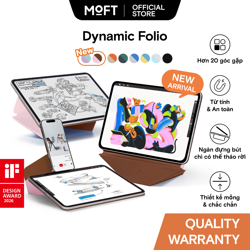 MOFT Dynamic Folio cho iPad Air 11 '' M2 / M3/M4 & Pro 13 '' M4 & iPad mini 7 (2026)