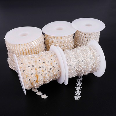 1M / túi Đa Kích Thước ABS Giả Hạt Ngọc Trai Dây Xích Viền Cho DIY Cưới Trang Trí Trang Sức Phát Hiện Thủ Công Phụ Kiện