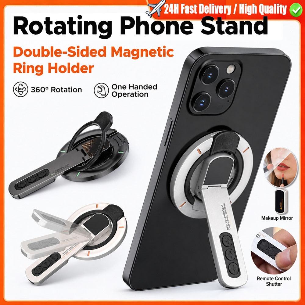 Giá đỡ nhẫn từ tính 3 trong 1 360°Giá đỡ nhẫn từ tính hai mặt xoay cho Mags-afe i-Phone 17-12 Pro Ma