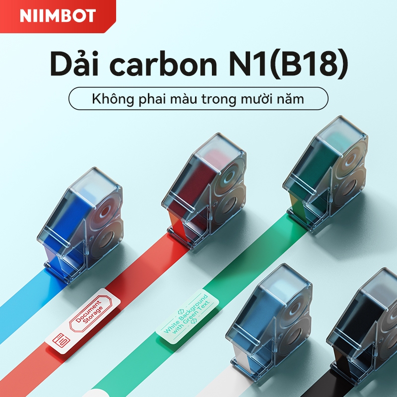 Niimbot N1 (B18) Ruy băng Carbon gốc nhựa lâu trôi không phai màu cho máy in nhãn truyền nhiệt B18