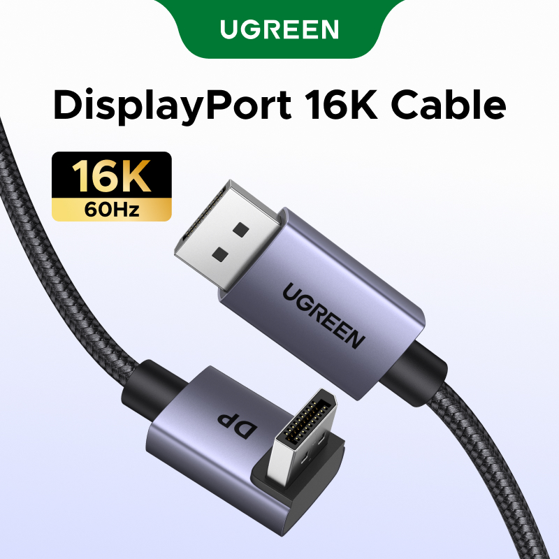Cáp DisplayPort góc phải UGREEN 16K @ 60Hz 80Gbps DP 2.1 Dây 8K @ 240Hz 4K @ 240Hz Bím tốc độ cao vớ