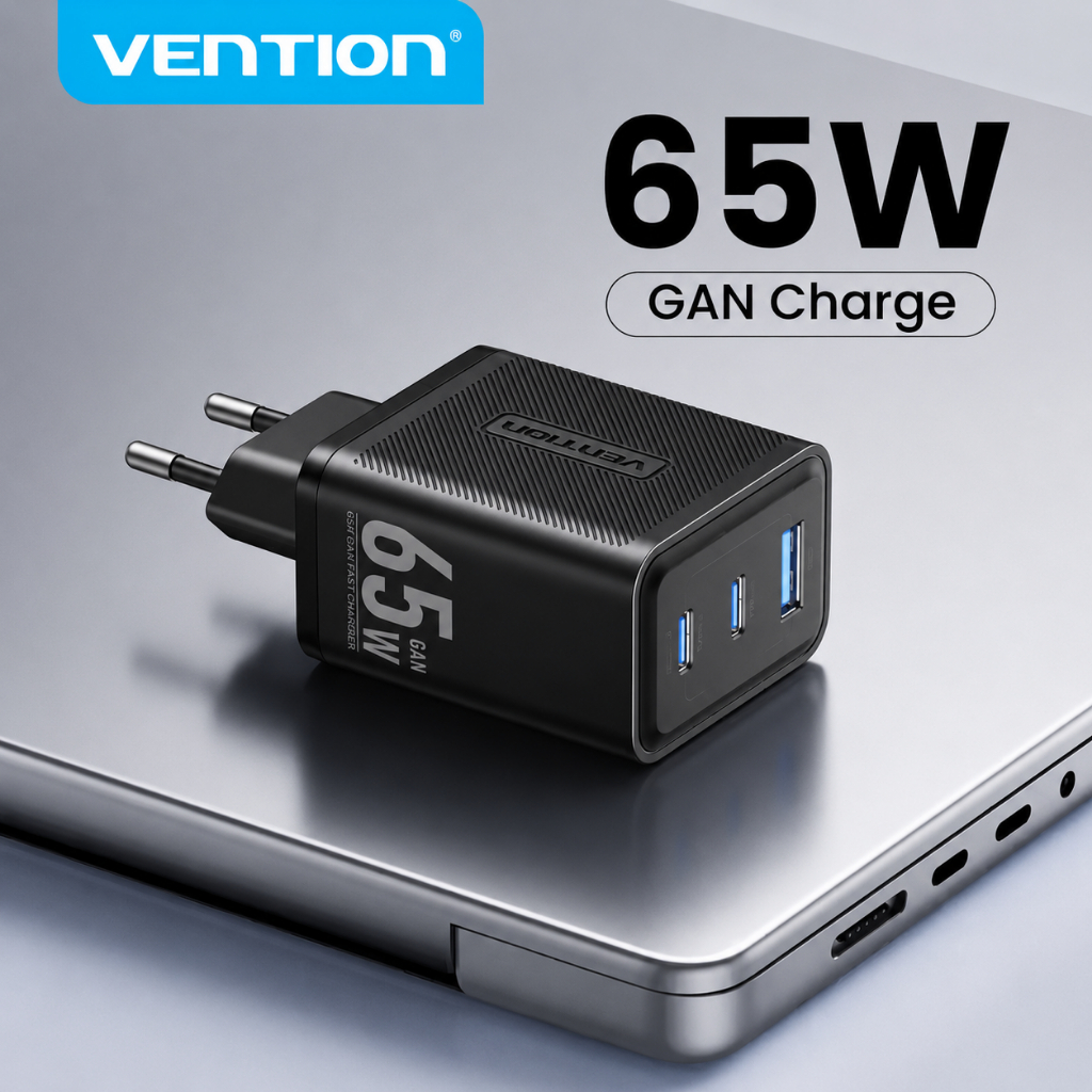 Vention Củ sạc nhanh GaN 65W -  3 cổng (2 USB-C + 1 USB-A) hỗ trợ PD 3.0, QC 4.0, PPS -  Sạc Nhanh Laptop/phone 17/16/15/14/13/12/11/Pad - Hàng Chính Hãng | BigBuy360 - bigbuy360.vn