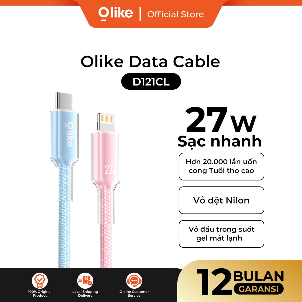 Olike D121CL, Cáp sạc Ice Apple, 480Mbps, Lightning, Cáp bện, Thích hợp cho iPhone, iPad,Dài 100 cm
