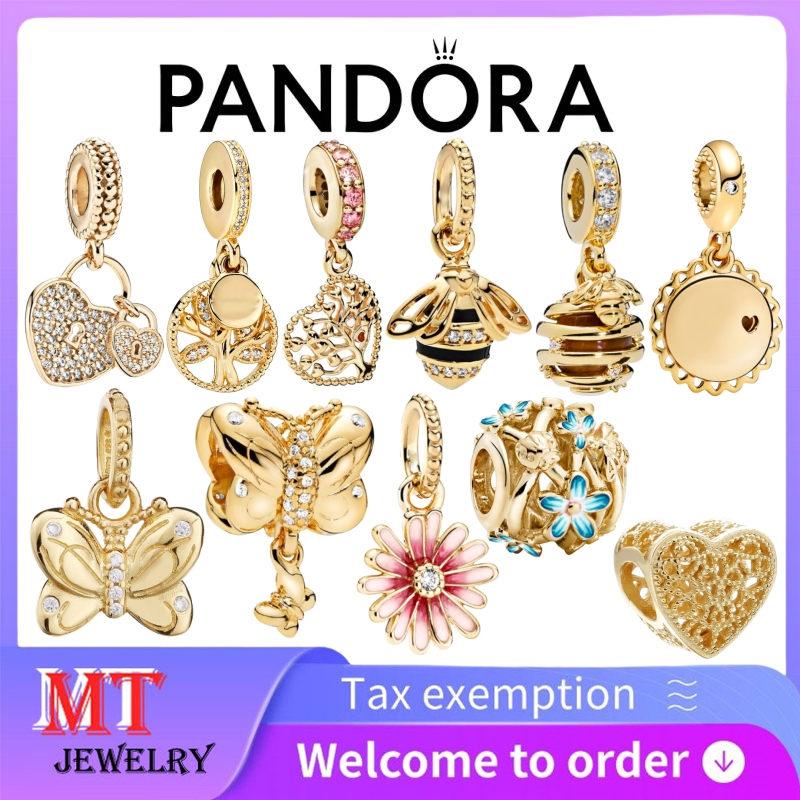 100% S925 bạc nguyên chất trang sức nữ Tree of Life Golden Bee Feather Little Bella Heart Mặt dây ch