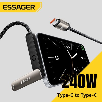 Cáp dữ liệu đứng Essager 240W có sạc nhanh USB-A / Type-C sang Type-C cho ip