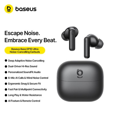 Tai nghe không dây Baseus Bass BP1 Ultra True Bluetooth 5.4 ANC Khử tiếng ồnTWS 55dB Thích ứng ANC LDAC Hi-Res Audio 6-Mic AI Gọi USB-C
