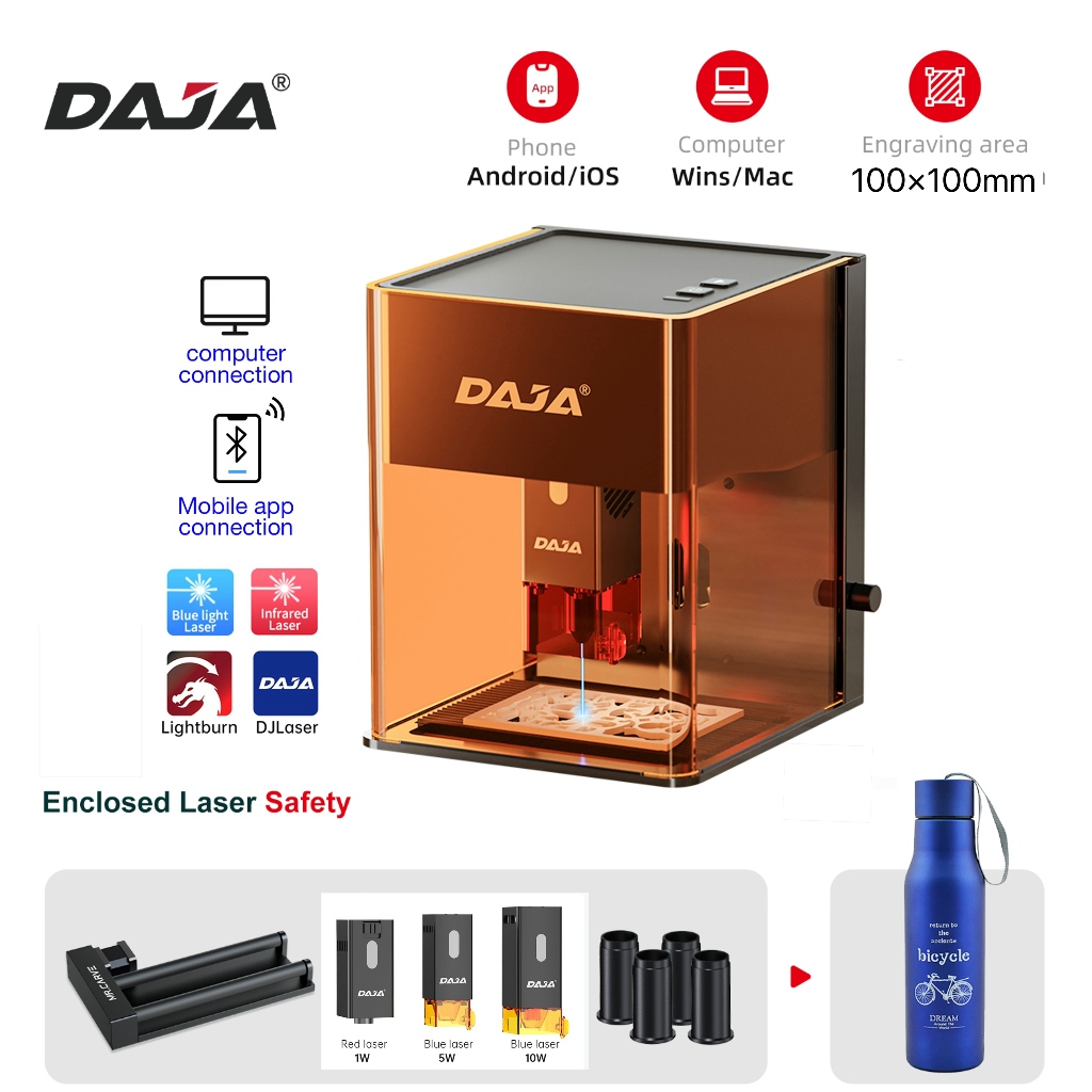 DAJA DJ6 PRO Máy khắc laser Khắc khắc tự động In kim loại thép không gỉ Acrylic Máy in giấy thẻ chó 