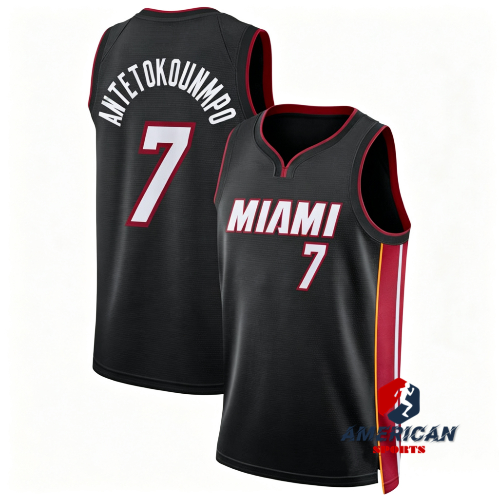 Áo bóng rổ nam Hot Pressed Miami Heat Giannis Antetokounmpo Black Basketball Jersey