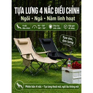 Ghế xếp nghỉ trưa văn phòng đa năng – giường gấp mini tiện lợi, ghế ngả lưng 4 nấc điều chỉnh kèm gối, ghế xếp lười thư giãn, giường gấp nhỏ gọn dễ cất giữ, thích hợp dùng tại văn phòng, nghỉ trưa, cắm trại, dã ngoại, câu cá, đi biển ngoài trời