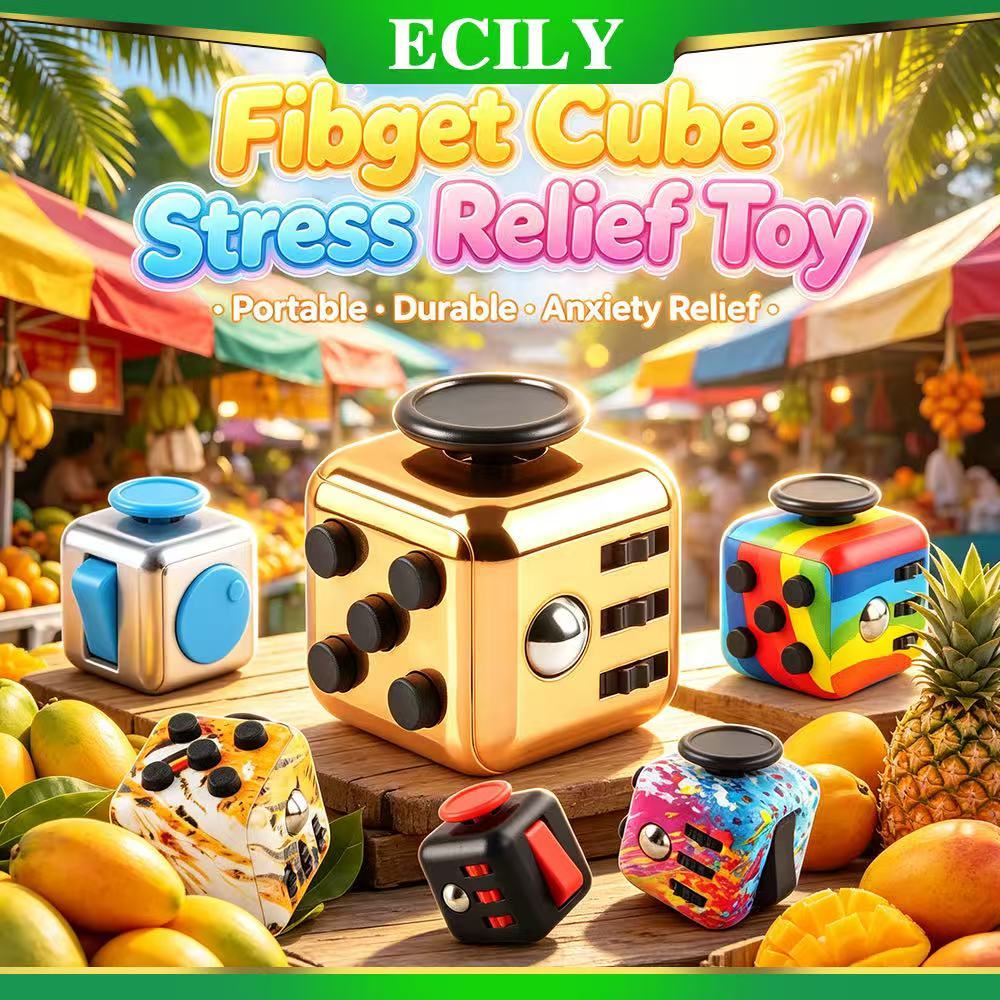 ECILY Màu Trơn Fidget Dice Cube – Đồ Chơi Giảm Căng Thẳng, Chống Lo Âu Cho Người Lớn & Trẻ Em
