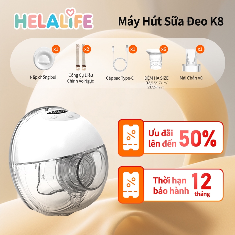 Máy hút sữa có thể đeo bằng điện Helalife K8pro Máy hút sữa rảnh tay cầm tay