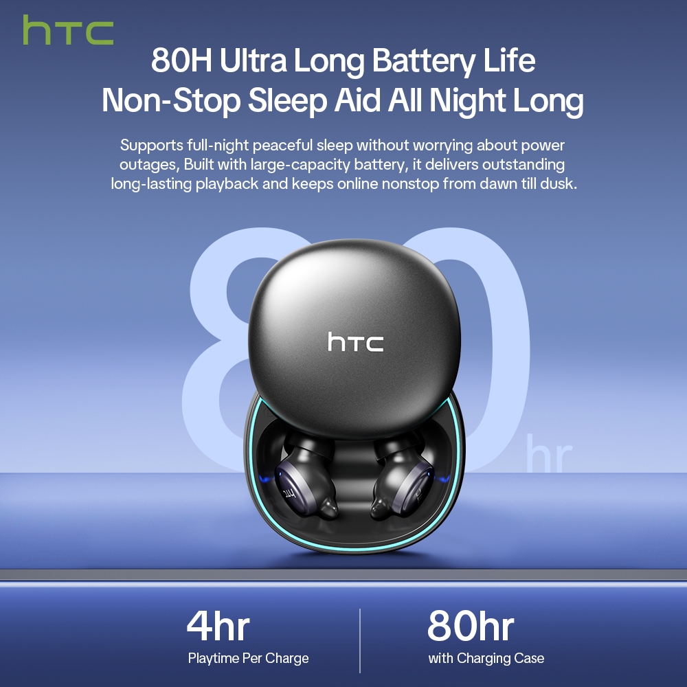 HTC NE96  Tai nghe chuyên dụng khi ngủ Thiết kế siêu mỏng, vừa vặn không gây áp lực; thời lượng pin dài; công nghệ chống ồn ANC; Bluetooth 6.0; ứng dụng phát tiếng ồn trắng hỗ trợ giấc ngủ. | BigBuy360 - bigbuy360.vn