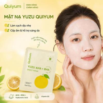 Quiyum YUZU AHA Sheet Mask 25g Glowing Skin Hydrating Soft and Smooth Skin Texture