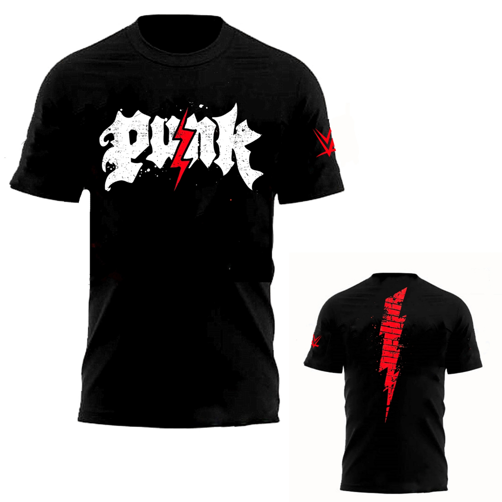 Áo thun nam mới màu đen CM Punk Electric Red Punk Logo