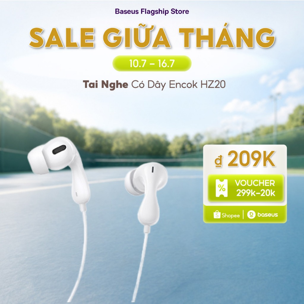 Tai nghe có dây trong tai Baseus Encok CZ20 / HZ20 Jack Type-C có Mic