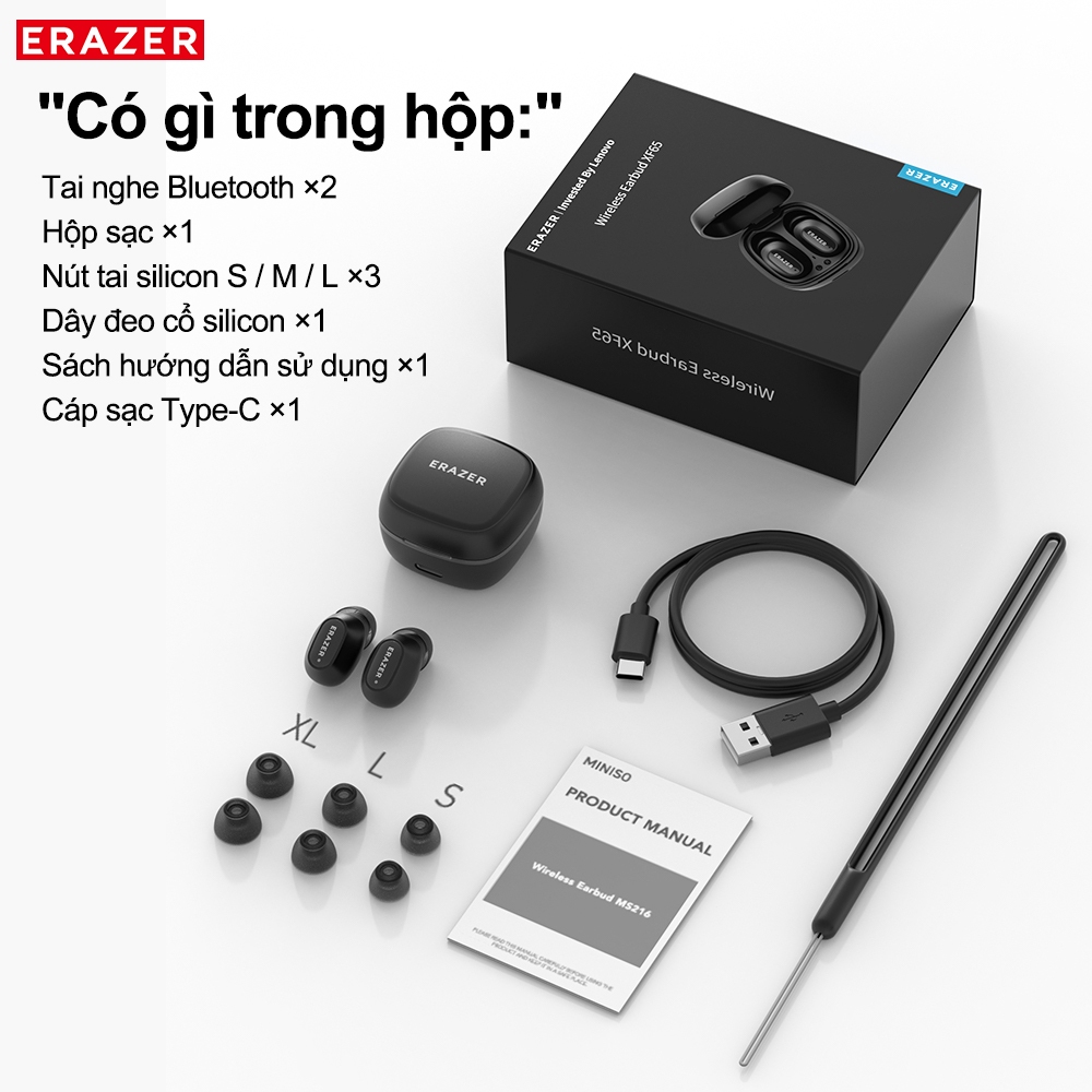 Tai nghe ERAZER XF65 PRO ANC -55dB AI Dịch 165 Ngôn ngữ Bluetooth 6.0 LDAC 36H Pin Hồng | BigBuy360 - bigbuy360.vn