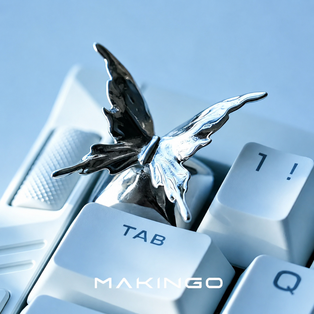 Makingo Ban Đầu Bướm Kim Loại Artisan Keycap ESC Đồng Mạ Điện Chữ Thập Bàn Phím Cơ Quà Tặng 1 Cái